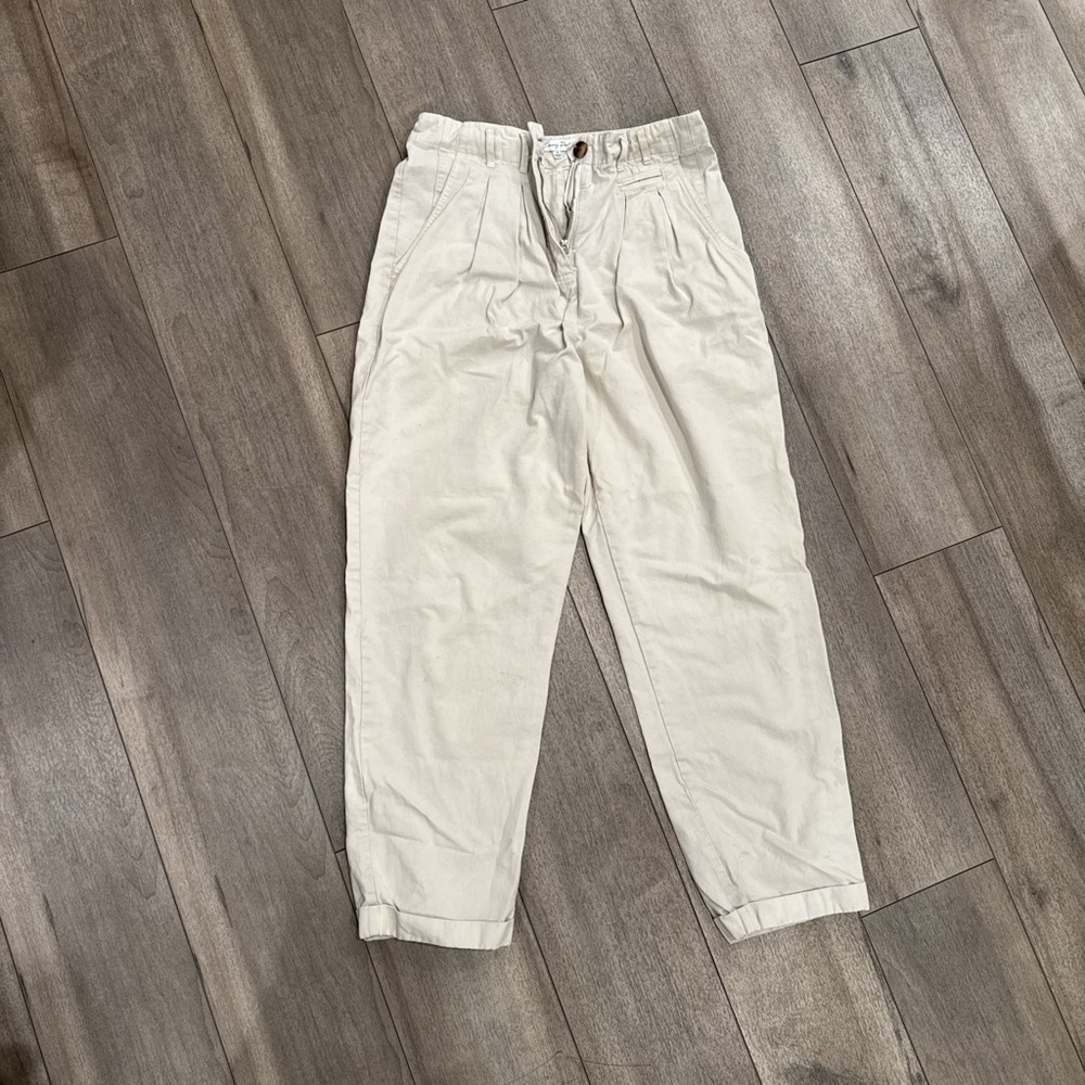 Emory Park Cream High waisted cotton pants